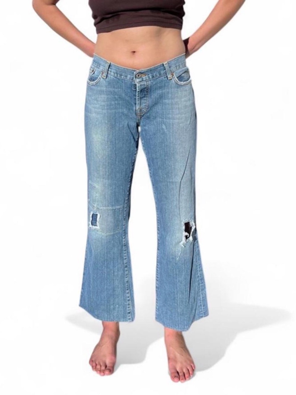 Lucky Brand Light Blue Distressed Flare Jeans